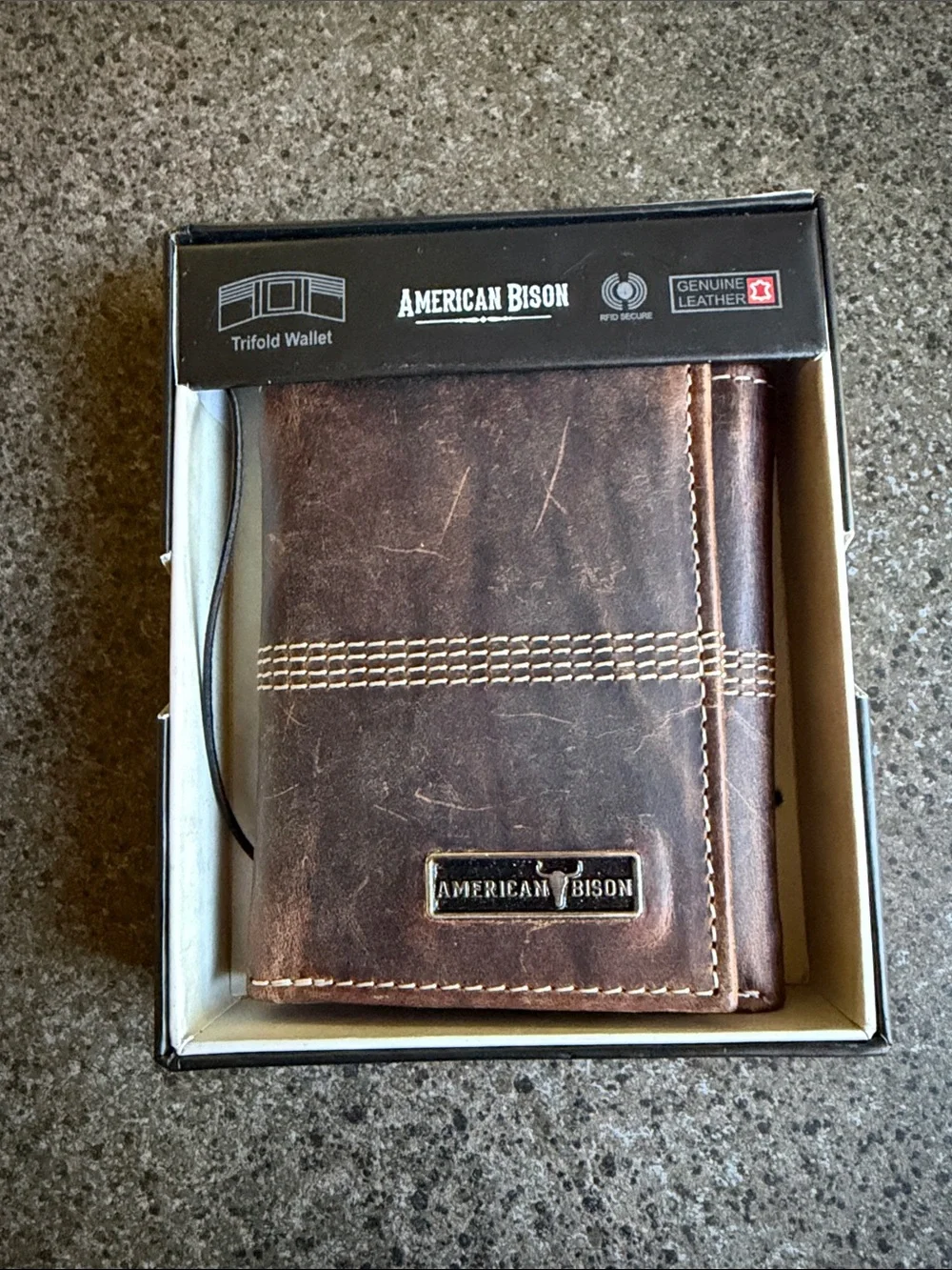 American Bison Leather Trifold Wallet